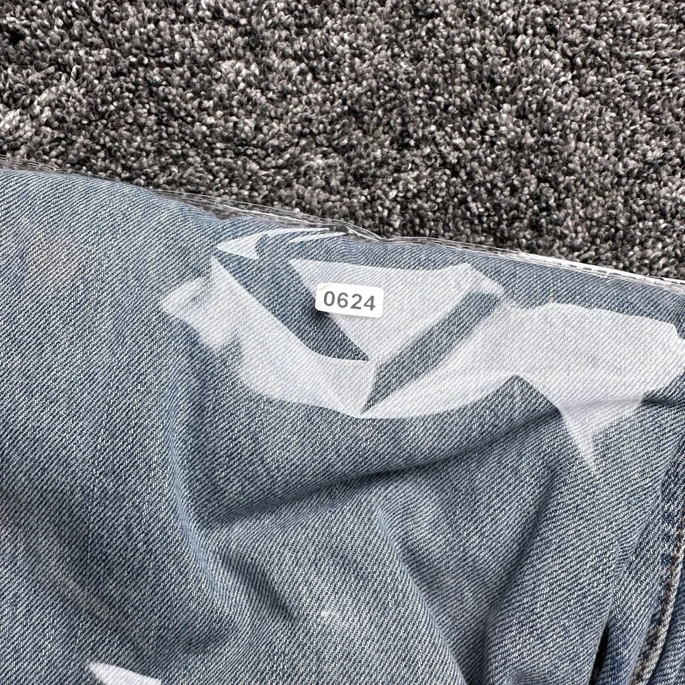 Levis 505 Jeans 38x32 Blue Distressed Denim Straight Leg Faded Y2K Grunge Skater